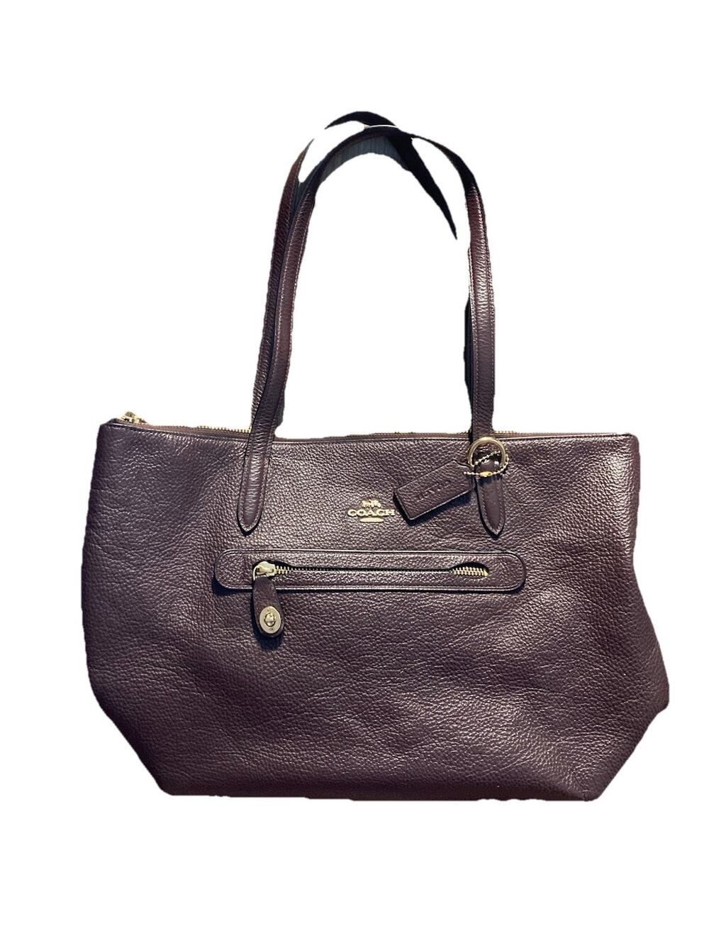 Coach F57526 Oxblood Crossgrain Leather City Zip Tote Shoulder Bag Burgundy